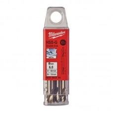 Сверло по металлу HSS-G MILWAUKEE, DIN 1412 C, Ø6.0х66х19мм, двухстороннее, (10шт)