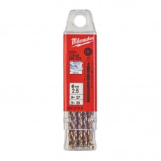 Сверло по металлу HSS-Co MILWAUKEE, DIN338, Ø2,5х57х30мм, (10шт)