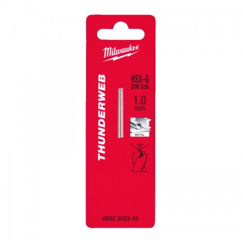 Сверло по металлу THUNDERWEB HSS-G MILWAUKEE, DIN338, Ø1,0x34х12мм, (2шт)
