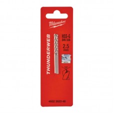 Сверло по металлу THUNDERWEB HSS-G MILWAUKEE, DIN338, Ø2,5x57х30мм, (2шт)