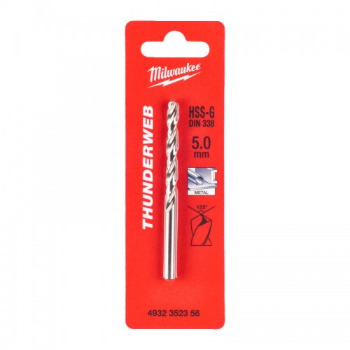 Сверло по металлу THUNDERWEB HSS-G MILWAUKEE, DIN338, Ø5,0x86х52мм