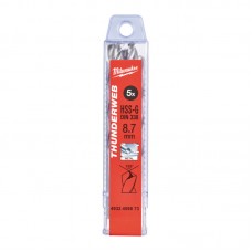 Сверло по металлу THUNDERWEB HSS-G MILWAUKEE, DIN338, Ø8,7х125х81мм, (5шт)