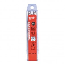 Сверло по металлу THUNDERWEB HSS-G MILWAUKEE, DIN338, Ø9,4х125х81мм, (5шт)