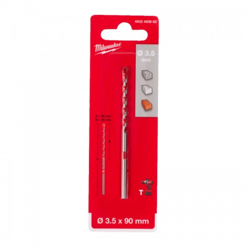 Сверло по бетону MILWAUKEE, PREMIUM Ø3,5x90х45мм