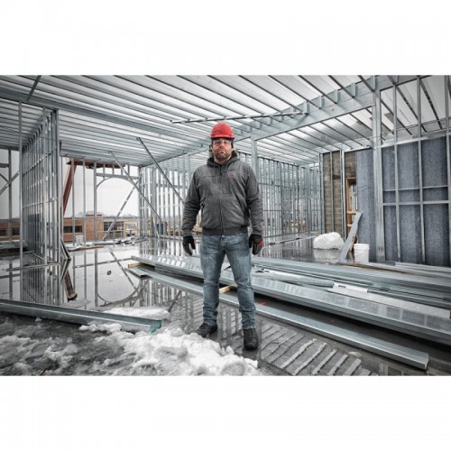Толстовка с подогревом с капюшоном MILWAUKEE M12 HHGREY3 (S), серая, (размер S)