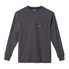 Футболка MILWAUKEE WTLSG-M, с карманом и длинным рукавом, серая, (размер M)