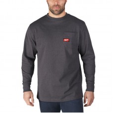 Футболка MILWAUKEE WTLSG-XXL, с карманом и длинным рукавом, серая, (размер XXL)