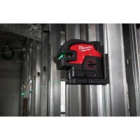 Нивелир 4х точечный лазерный аккумуляторный MILWAUKEE M12 CLL4P-0C (зелёный луч)