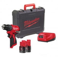 Дриль-шуруповерт акумуляторна безщіткова MILWAUKEE M12 BLDDRC-202С (40Нм) (ЗУ+2акк.Х2Ач+кейс)