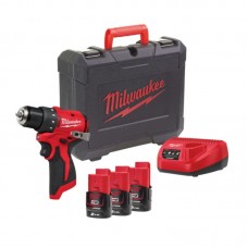 Дрель-шуруповёрт аккумуляторная бесщёточная MILWAUKEE M12 BLDDRC-203С (40Нм) (ЗУ+3акк.Х2Ач+кейс)