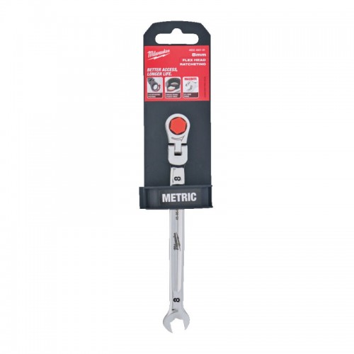 Ключ рожково-накидний MAX BITE MILWAUKEE с трещеткой и шарниром, 8мм