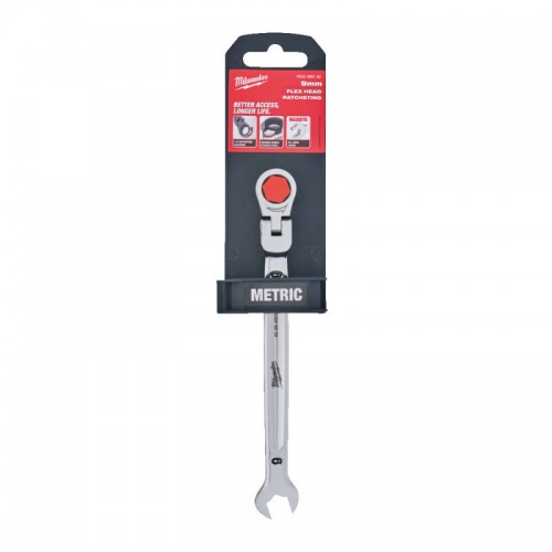 Ключ рожково-накидний MAX BITE MILWAUKEE с трещеткой и шарниром, 9мм