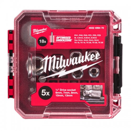 Набір ударних біт, головок з компактною тріскачкою 1/4" MILWAUKEE (25шт)