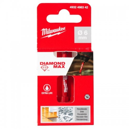 Коронка алмазная Diamond Plus/Max MILWAUKEE, Ø6,0мм (1/4 Hex) (с водой)