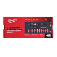 Ложемент з головками хромованими і тріскачкою 1/4˝ (28шт) MILWAUKEE (45х178,5х417мм) для візків