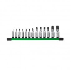 Набор головок торцевых хромированных ¼” и ⅜″ MILWAUKEE, с битой Torx (T8-T60) на планке, (13шт)
