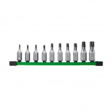 Набор головок торцевых хромированных ⅜″ MILWAUKEE, с битой Torx, (Т20-Т60) на планке (10шт)