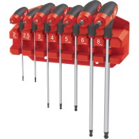 Набор ключей Г-образных MILWAUKEE с комфортной ручкой, Hex с шаром, (7шт)