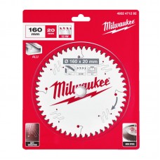 Диск пильный по алюминию PFTE MILWAUKEE, Ø160х20х2,2мм, 52 зуб.