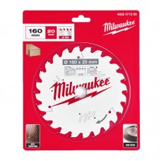 Диск пильный по дереву PFTE MILWAUKEE, Ø160х20х2,2мм, 24 зуб.
