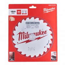Диск пильный по дереву PFTE THIN KERF MILWAUKEE, Ø184х30х1,6мм, 24 зуб.