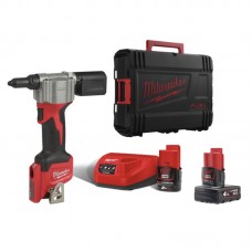Заклепочник аккумуляторный MILWAUKEE M12 BPRT-422X, Øзакл.2,4-4,8мм (ЗУ+1ак.Х2Ач+1ак.Х4Ач+HDкейс)