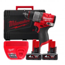 Дрель-шуруповерт аккумуляторная бесщёточная MILWAUKEE M12 FDD2-402X (45 Нм) (ЗУ+2ак.Х4Ач+HDкейс)