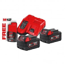 Энергокомплект MILWAUKEE M18 NRG-502 (ЗУ M12-18FC+2акк.Х5А В5) + подарок аккумулятор M12 B2