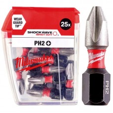 Бита SHOCKWAVE MILWAUKEE, PH2, 25мм, (25шт)