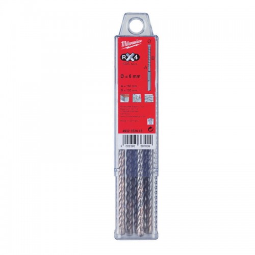 Бур SDS-PLUS MX4 MILWAUKEE, Ø6,0х165х100мм, (10шт)