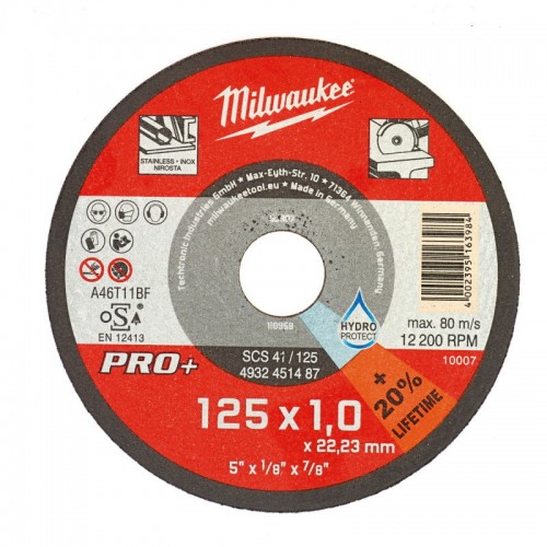 Диск отрезной по металлу MILWAUKEE, SCS 41/125х1, PRO+, Ø125мм