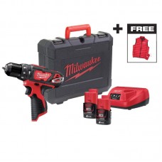 Дрель-шуруповерт аккумуляторная ударная MILWAUKEE M12 BPDMC-202C (30 Нм) + ЖИЛЕТКА