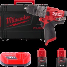 Дрель-шуруповёрт аккумуляторная бесщёточная ударная MILWAUKEE M12 FPDX-202X (37Нм) (ЗУ+2акХ2Ач+кейс)