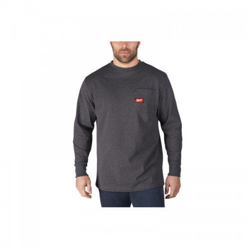 Футболка MILWAUKEE WTLSG-XXL, с карманом и длинным рукавом, серая, (размер XXL)