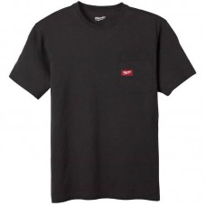Футболка MILWAUKEE WTSSBL-XXL, c карманом и коротким рукавом, черная, (размер XXL)