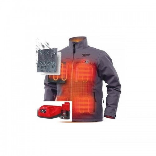 Куртка с подогревом MILWAUKEE M12 HJGREY5-201, серая, размер XL (ЗУ +1акк.Х2Ач)