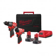 Набор из 2х инструментов аккумуляторных бесщеточных MILWAUKEE M12 FPP2A2-402X (ЗУ+2акк.Х4Ач+кейс)