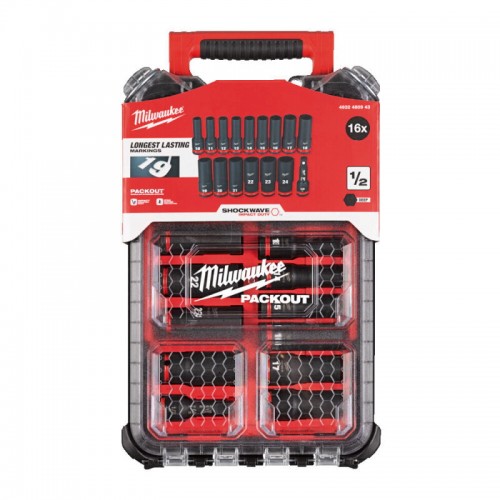 Набор головок ударных ShW 1/2\" STD PACKOUT™ MILWAUKEE, удлиненных, (10-24мм) (16шт)