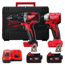 Набор из 2х инструментов аккумуляторных бесщеточных MILWAUKEE M18 BLPP2A3-502X (BLPD2,BLIDR.ЗУ+2а)