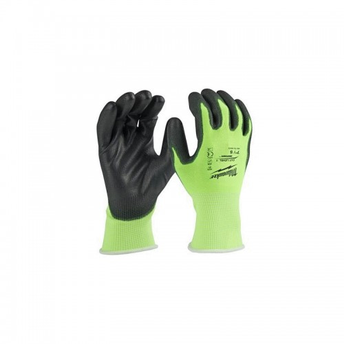 Перчатки Hi-Vis сигнальные MILWAUKEE, с сопротивлением порезам 1/A уровня, размер 9/L, (12шт)