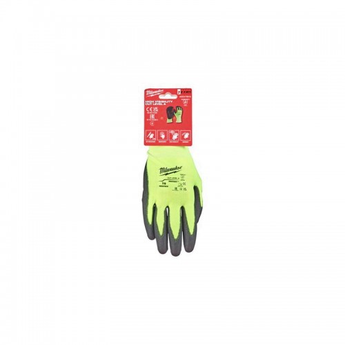 Перчатки Hi-Vis сигнальные MILWAUKEE, с сопротивлением порезам 1/A уровня, размер 9/L, (12шт)
