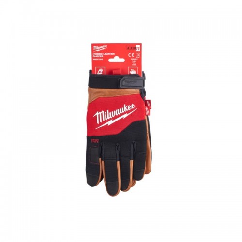 Перчатки рабочие гибридные MILWAUKEE, с кожанными вставками (размер 10/XL)