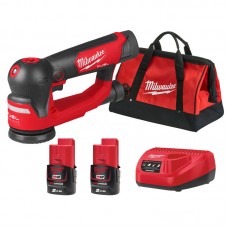 Шлифмашина эксцентриковая аккумуляторная MILWAUKEE M12 FSDR75-202B, Ø75мм (ЗУ+2акк.Х2Ач+сумка)