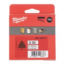 Шлифовальные листы MILWAUKEE, 93х93х93мм HL, зерно 80, (10шт)