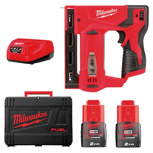 Степлер скобозабивной аккумуляторный MILWAUKEE M12 BST-202X (ЗУ+2акк.Х2ач+HDкейс)