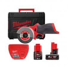 Пила дисковая универсальная аккумуляторная бесщёточная MILWAUKEE M12 FCOT-422X, Ø76 (ЗУ+2акк+кейс)