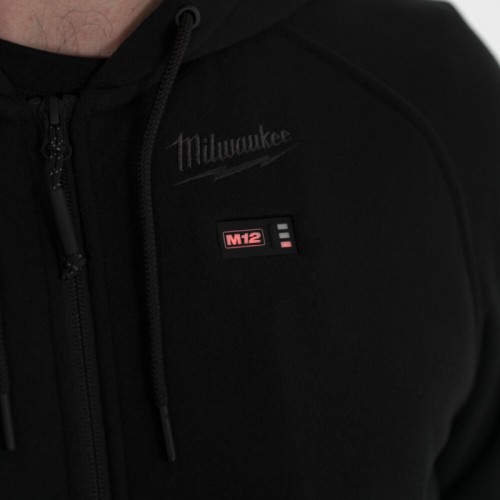 Толстовка с подогревом с капюшоном MILWAUKEE, M12 HHBL4-0 (XL), черная (размер XL)
